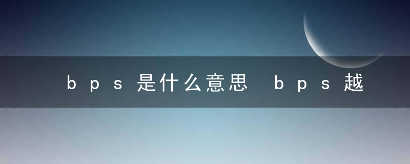 bps是什么意思 bps越高说明什么